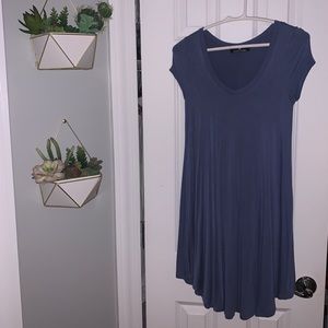 light blue dress with v-neck cut